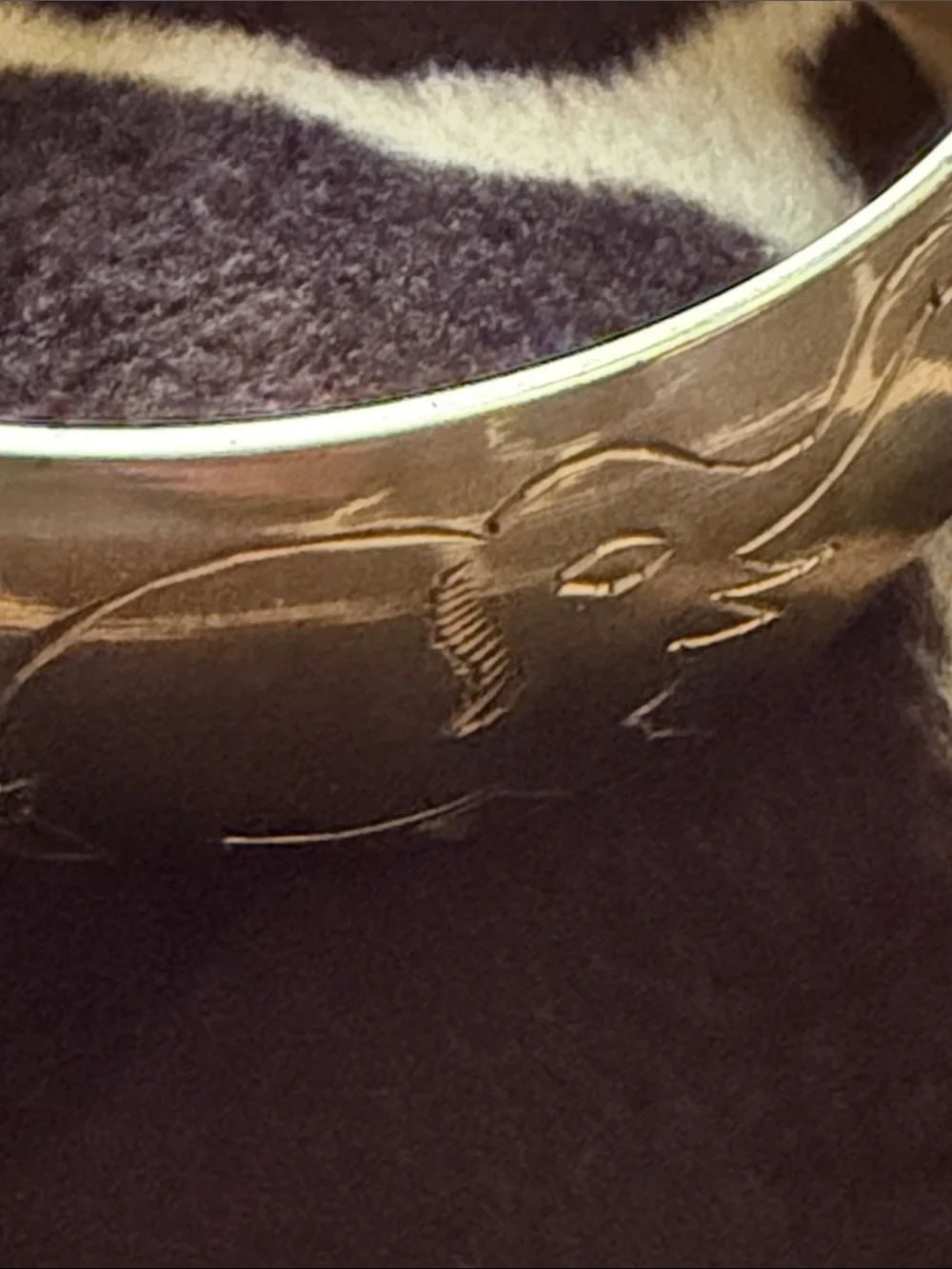 Vintage 80’s Brass Bracelet With Etched Elephants